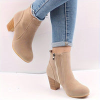 Bottines Beige Femme Façon Velours - Dune Élégance