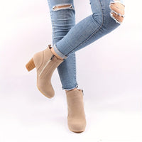 Bottines Beige Femme Façon Velours - Dune Élégance