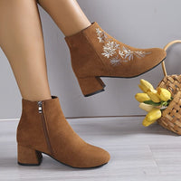 Bottines Camel Femme Motif Floral - Flower Style