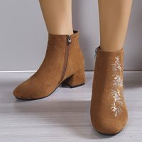 Bottines Camel Femme Motif Floral - Flower Style