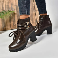 Bottines Cuir Femme à Lacets Talon Epais - Street Luxe