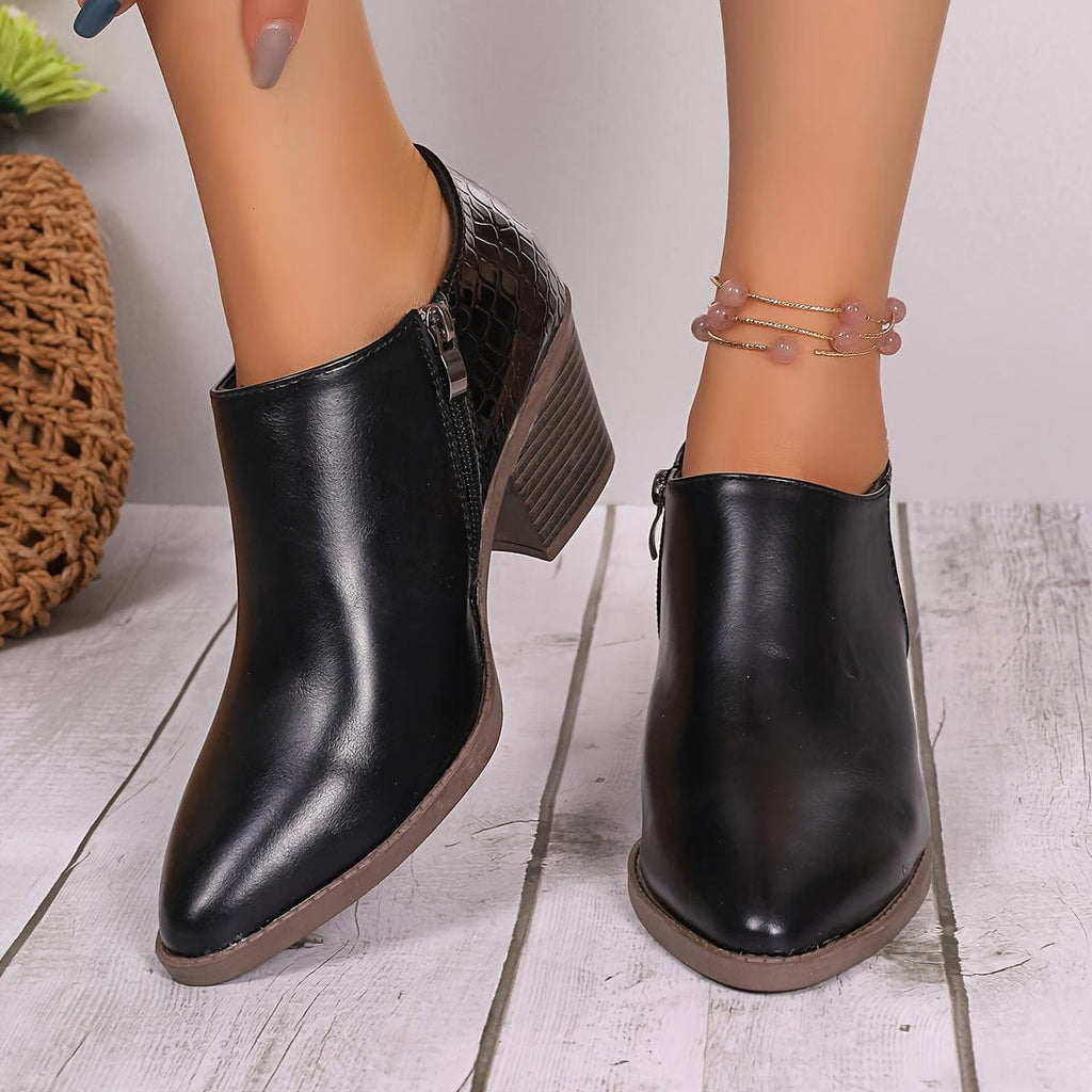Bottines - Bottines Mode Femme Daim Fermeture Éclair Compensée Solide Bout Rond Noir Noir Bottines - Bottines Mode Femme Daim Fermeture Éclair Compensée Solide Bout Rond Noir Noir