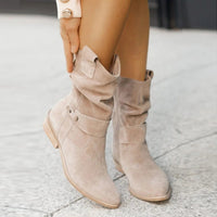 Bottines En Daim Femme Beige Confortables - Velours Sauvage