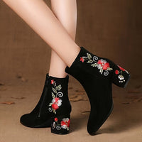 Bottines Femme 5cm Brodées - Féminité Élevée