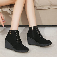 Bottines Femme Compensées à Lacets - Hauteur Sublime