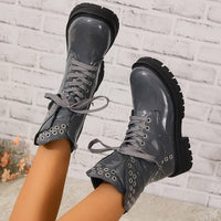Bottines Femme Grises Vernis Hautes - Glossy Rebel Gris / 36.5