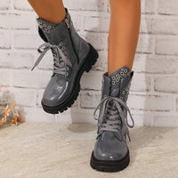 Bottines Femme Grises Vernis Hautes - Glossy Rebel Gris / 36