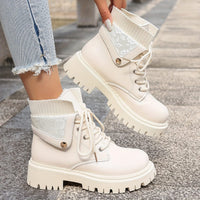 Bottines Femme Moto Beige Polyvalentes - Shadow Rider Beige