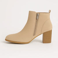 Bottines Beige Femme Façon Velours - Dune Élégance