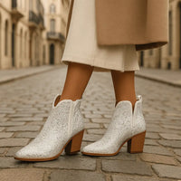 Bottines Blanches Femme Cheville Forme Diamant - White Vibes