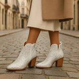 Bottines Blanches Femme Cheville Forme Diamant - White Vibes