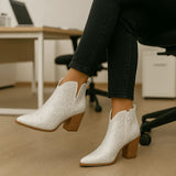 Bottines Blanches Femme Cheville Forme Diamant - White Vibes