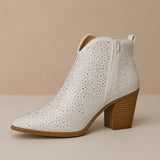 Bottines Blanches Femme Cheville Forme Diamant - White Vibes