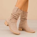 Bottines En Daim Femme Beige Confortables - Velours Sauvage
