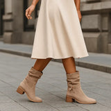 Bottines En Daim Femme Beige Confortables - Velours Sauvage