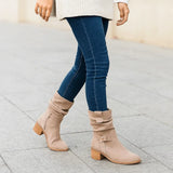 Bottines En Daim Femme Beige Confortables - Velours Sauvage