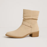 Bottines En Daim Femme Beige Confortables - Velours Sauvage