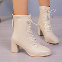 Bottines Beige Femme à Talon à Lacets - Perle Moderne