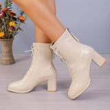 Bottines Beige Femme à Talon à Lacets - Perle Moderne