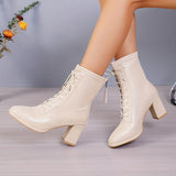 Bottines Beige Femme à Talon à Lacets - Perle Moderne