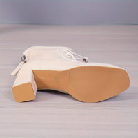 Bottines Beige Femme à Talon à Lacets - Perle Moderne