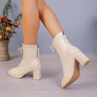 Bottines Beige Femme à Talon à Lacets - Perle Moderne Beige / 35
