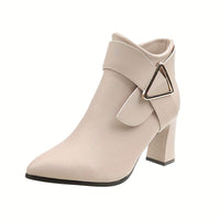 Bottines Beige Femme à Talons Elégantes - Cappuccino Luxe Beige / 35