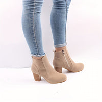 Bottines Beige Femme Façon Velours - Dune Élégance