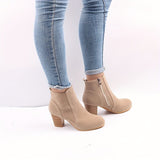 Bottines Beige Femme Façon Velours - Dune Élégance