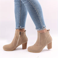 Bottines Beige Femme Façon Velours - Dune Élégance