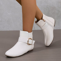 Bottines Blanches Femme Plates - Blanc Prestige Blanc / 35