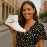 Bottines Blanches Femme Plates - Blanc Prestige