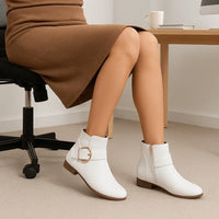 Bottines Blanches Femme Plates - Blanc Prestige