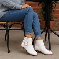 Bottines Blanches Femme Plates - Blanc Prestige