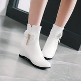 Bottines Blanches Femme Plates Fermeture Latérale - Frosty Glam