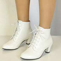 Bottines Blanches Femme Talons à Lacets - Creamy Luxe