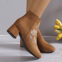 Bottines Camel Femme Motif Floral - Flower Style