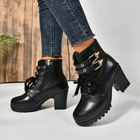 Bottines Cuir Femme à Lacets Talon Epais - Street Luxe