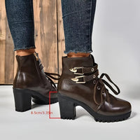 Bottines Cuir Femme à Lacets Talon Epais - Street Luxe