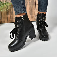Bottines Cuir Femme à Lacets Talon Epais - Street Luxe