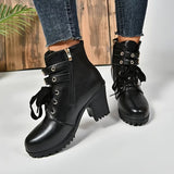 Bottines Cuir Femme à Lacets Talon Epais - Street Luxe