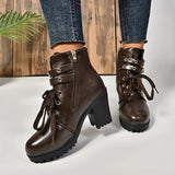 Bottines Cuir Femme à Lacets Talon Epais - Street Luxe