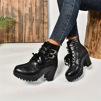 Bottines Cuir Femme à Lacets Talon Epais - Street Luxe