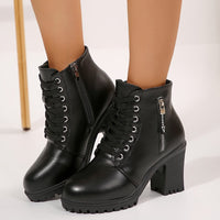 Bottines Cuir Femme à Talons Epais  - Attitude Cuir Noir / 35