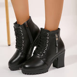 Bottines Cuir Femme à Talons Epais  - Attitude Cuir Noir / 35