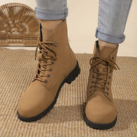 Bottines Femme Moto Hautes à Lacets - Iron Queen Kaki / 35.5