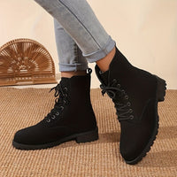 Bottines Femme Moto Hautes à Lacets - Iron Queen Noir / 35.5