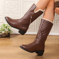 Bottines Femme Moto Hautes Hiver Premium - Rebel Chic Marron / 36