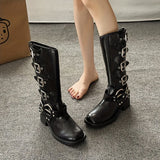 Bottines Femme Moto Hautes Style Britannique - Freedom Boots