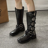 Bottines Femme Moto Hautes Style Britannique - Freedom Boots